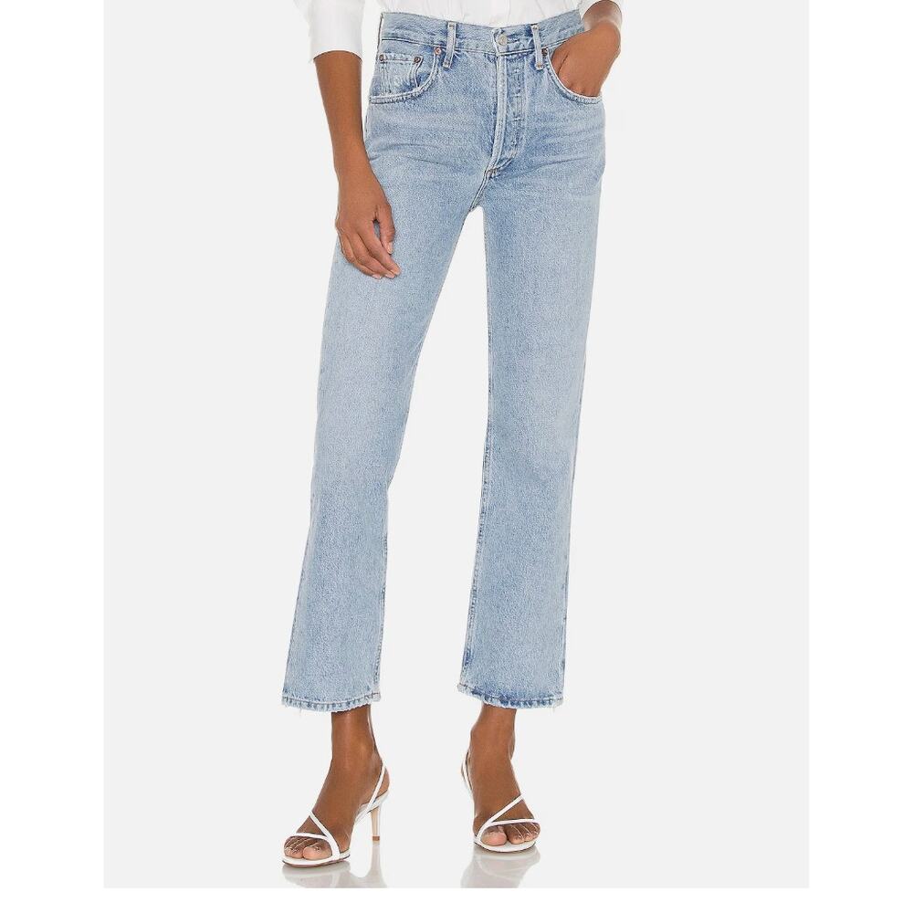 NWT Agolde 90's Pinch Waist Crop Leg High Rise Jeans Blue Womens Size 33